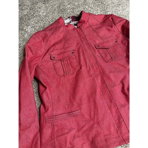 Canvasbacks Jacket Womens Red Blazer Jacket Hidden Button Size Medium - Picture 2 of 7